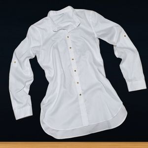 Calvin Klein long sleeve blouse gold accents